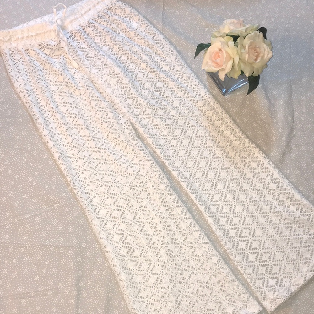 White mesh cover up pants size large
